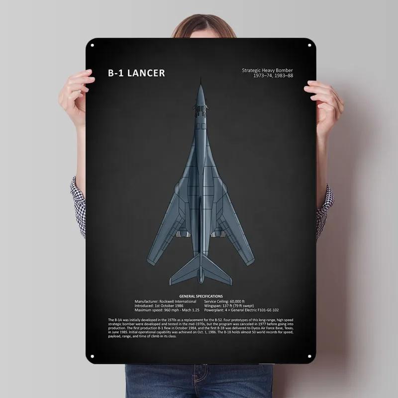 

Металлическая табличка B1 Lancer, плакат с самолетом, декор для комнаты, на заказ, металлические таблички для украшения стен, барные аксессуары 7.9x11.8In(20x30cm)