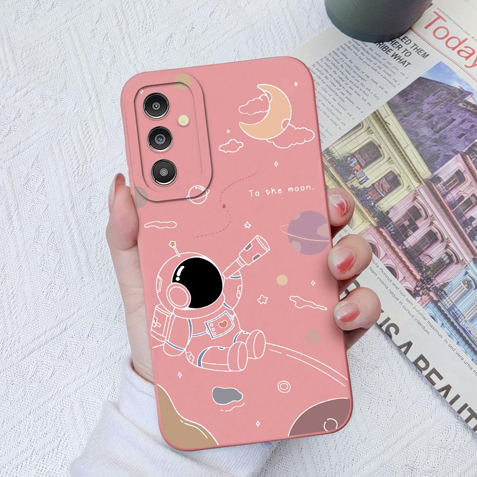 Śliczne astronauta etui do Samsung Galaxy A02 A03 A04 A12 A13 A14 A31 A51 A71 M54 kwadratowy płynny silikon tylna pokrywa do Samsung Galaxy zderzak Fundas