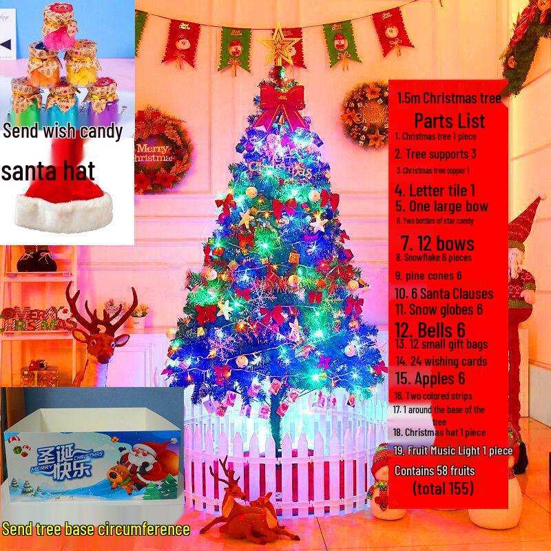 White Christmas Tree Set with 1m, 1.5m, 1.8m Trees - Snow-Decorated Holiday Decor for Home