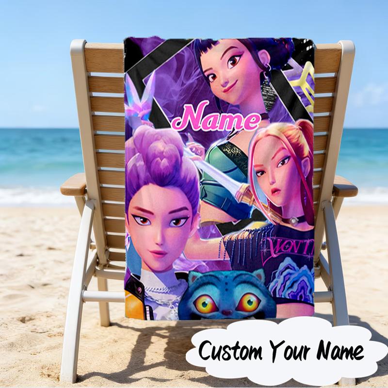 Custom Name Powerful KPop Fashion Microfiber Beach Towel Super Soft & Absorbent for Bath, Beach, Travel Bath Time Accessory, Fan gifts