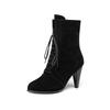 Black Brown Women Mid Calf Boots Pointed Toe High Heel Big Size 45