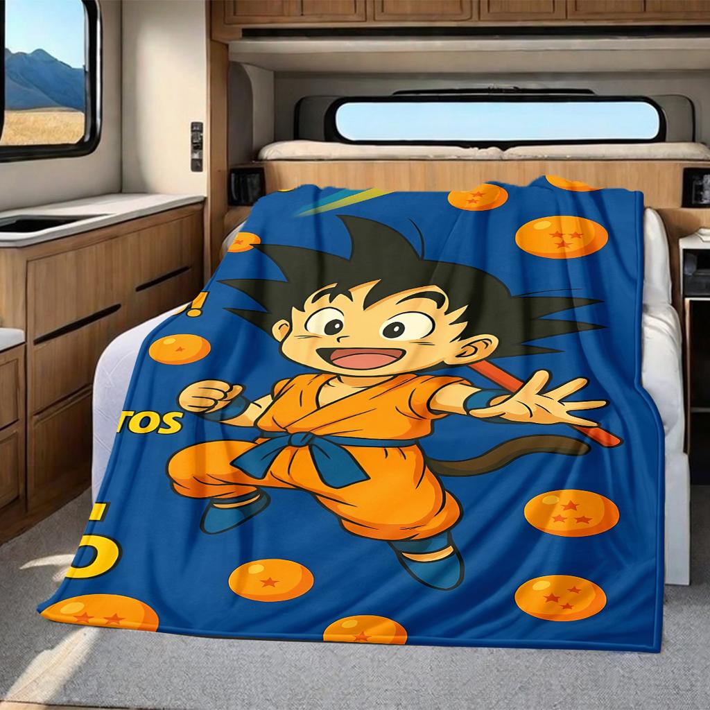 1 Stück Son Goku Druck Flanelldecke, Hohe Qualität für alle Jahreszeiten, Heimdekoration, Wärme und Komfort, Perfekt für Weihnachtsgeschenke