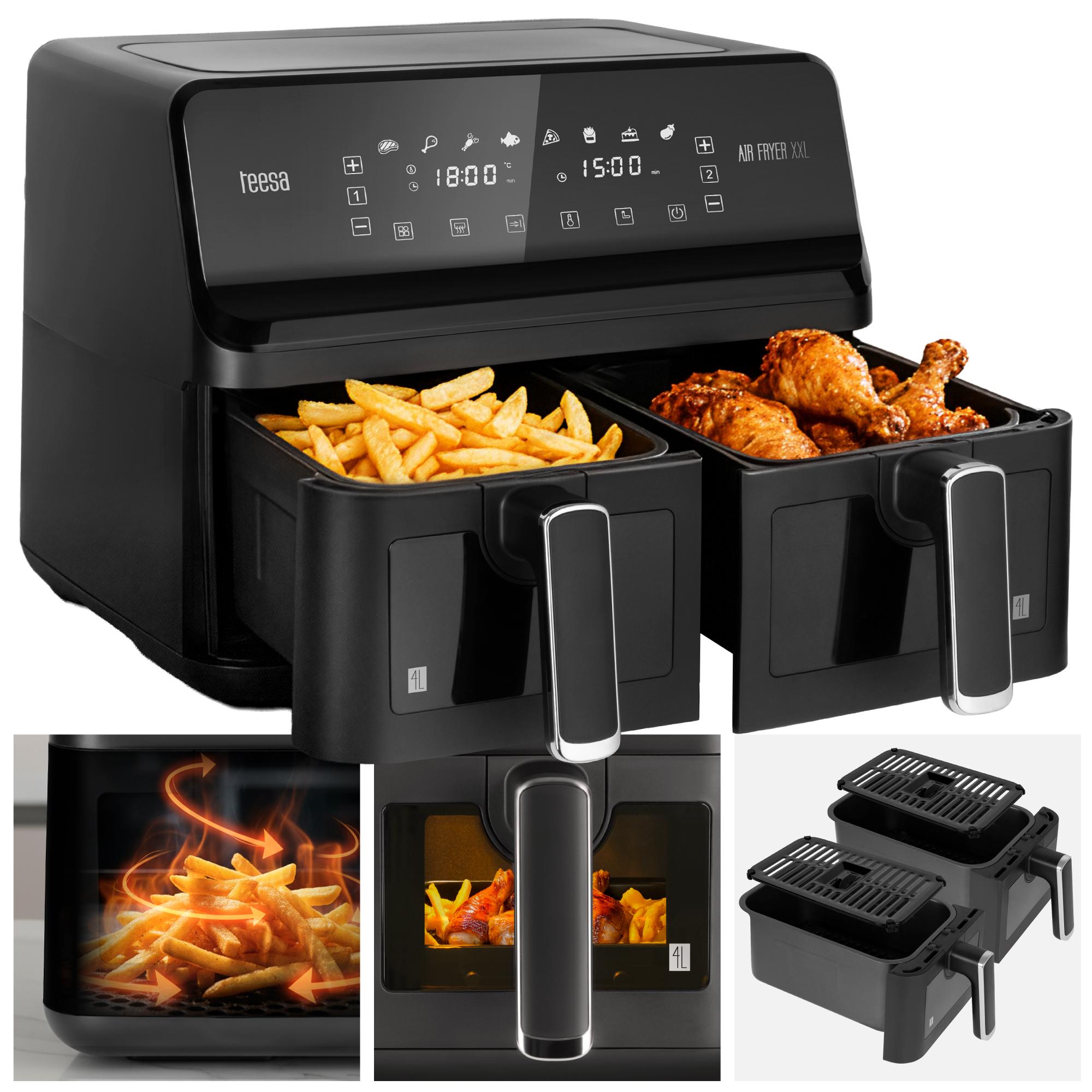 Frytkownica Beztłuszczowa Xxl 8L 2700W Dwukomorowa