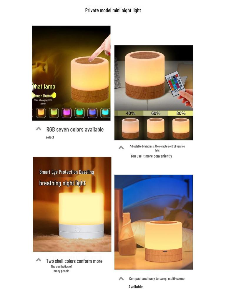 Remote Control 16-Color Bedroom Lamp - Bedside, Night, Mother/Baby, Portable & Tap Light