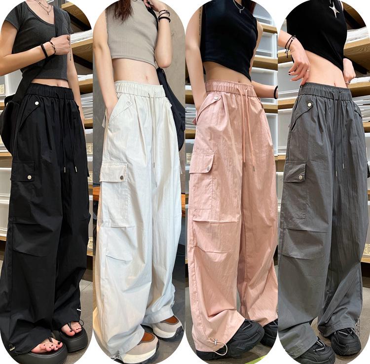 Petite Women's Quick-Dry Parachute Cargo Pants - Loose, Straight-Leg, Spring/Autumn Hiking Casuals