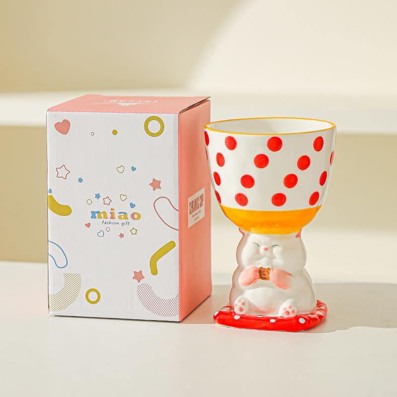 Cartoon Cute Birthday Gift Hand Painted Goblet Ice Cream Cup Creative Dessert Cup Cake Cup Ceramic Cup Aromatherapy Table