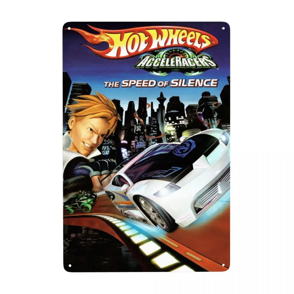 Retro Kovová Značka Hot Wheels Factory Vlastní Kreslené Sportovní Auto Plechové Plakety Pub Nástěnná Barová Dekorace Dekorativní Umění