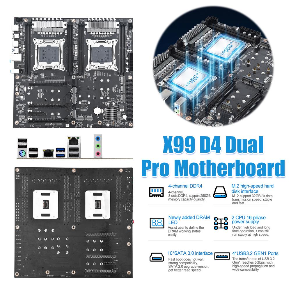 Mainboard for PC Gaming Workstation Featuring EATX Form Factor CPU LGA2011-3 V3 V4 M.2 Wi-Fi Support 7 PCIe Slots and 256GB RAM