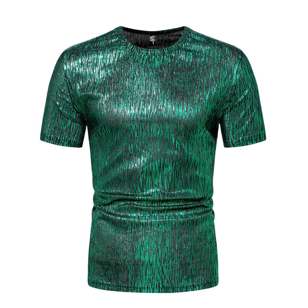 #4109 Gold Silver Green Hip Hip T Shirt Men Short Sleeve Shinny Sequin T Shirt Streetwear Tee Shirt Homme Loose O-Neck Summer