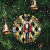 Vintage Nutcracker Soldier with Pinecone and Floral Pattern Acrylic Christmas Tree Ornament Holiday Party Hanging Decoration Christmas Gift