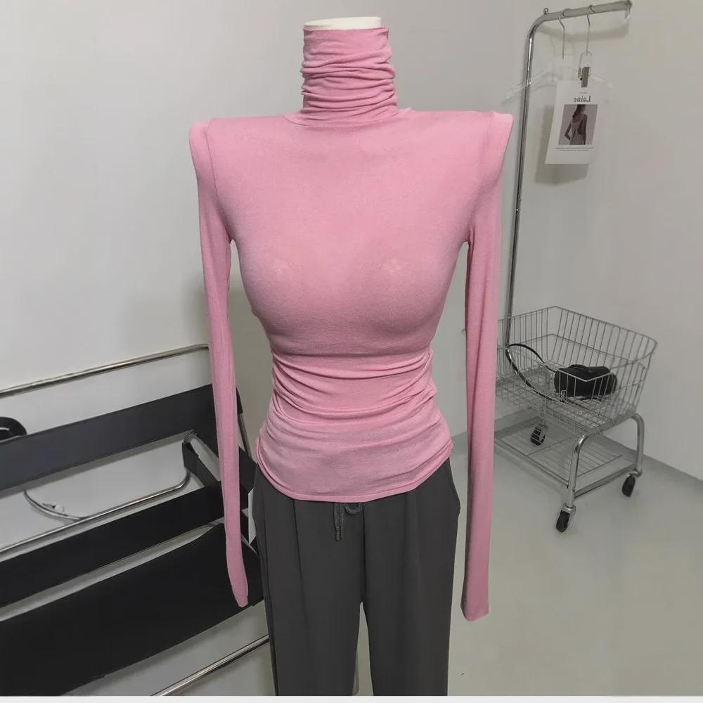 

Stunning Sheer Soft High-Neck Long-Sleeve Cowl Top One Size
