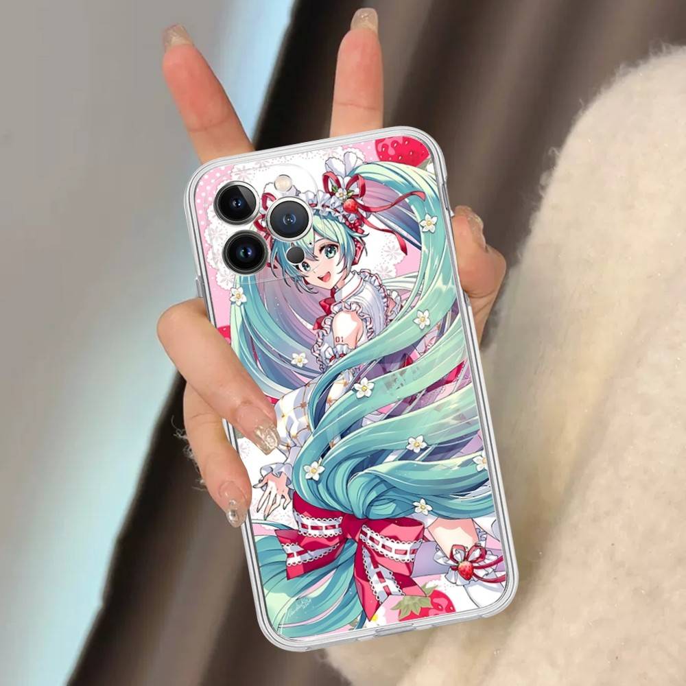 Hatsun M-MikuES Anime Für IPhone 11 12 13 14 15 16 17 Pro Max Plus 13 Mini Silikon Weich Transparent Rückseite