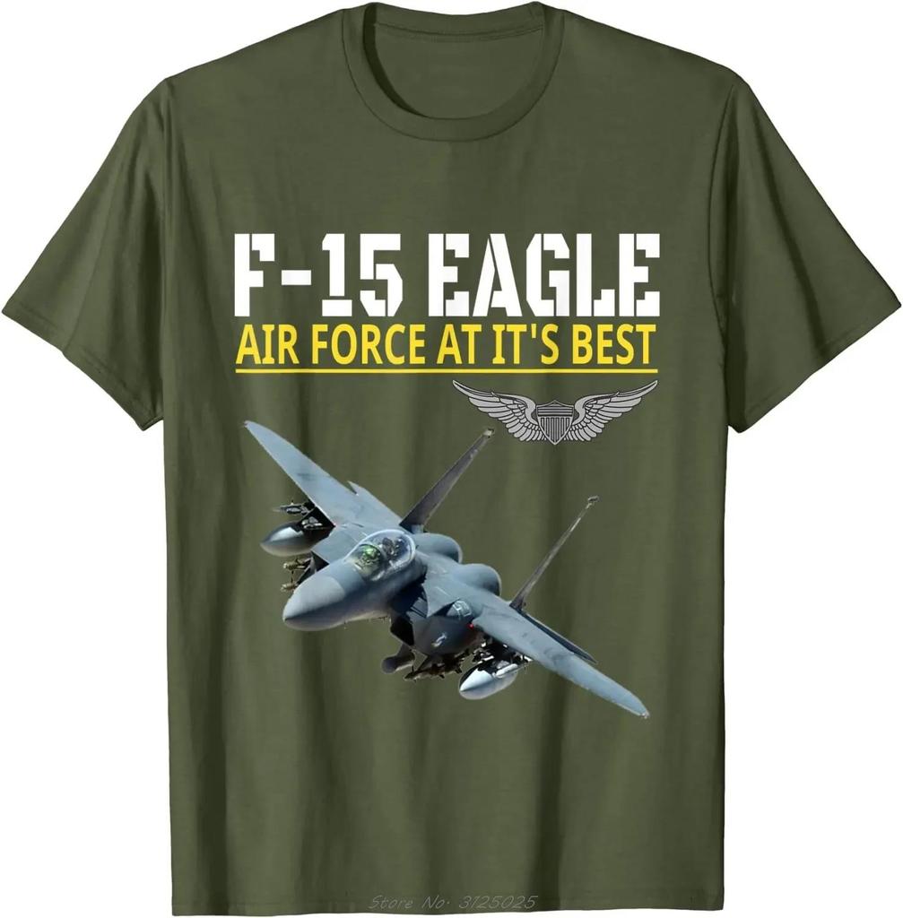 T-shirt Casual Oversize a Maniche Corte con Scollo a O, Larga, con Stampa Aereo da Caccia F15 Eagle dell'Aeronautica Militare USA, in Cotone, Nuova T-shirt per Fitness