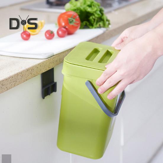 Kitchen Trash Can Hanging Organic Waste Bin Large Capacity Compact Design Bathroom Garbage Bin Container with Lid