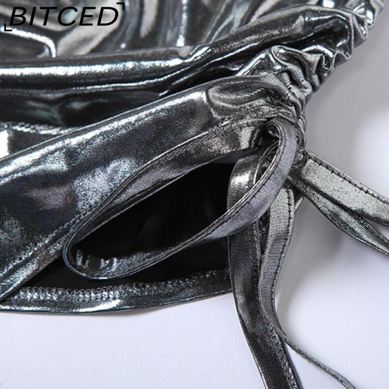 BITCED Spring/Summer Women's Solid-Colour Slim-Fit Fashion Strappy Drape-Detail Sexy Backless Tank Top