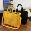 Corduroy Shoulder Tote Bag For Women Large Capacity With Zipper Closure For Daily Use