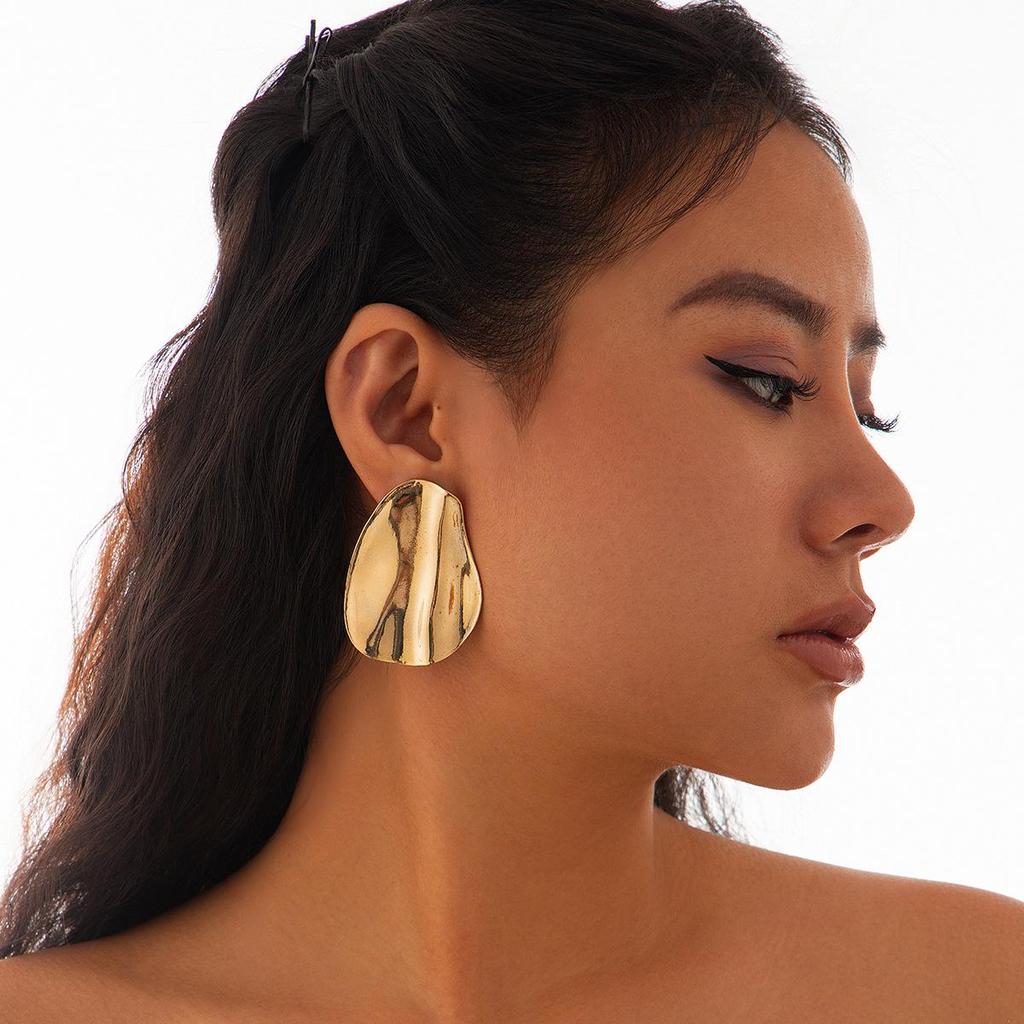European and American Personality Pleated Heart and Sunflower Alloy Earrings
