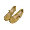 Gentle wind shallow mouth one-word buckle Mary Jane shoes summer new round head flat sole shoes retro Doudou shoes