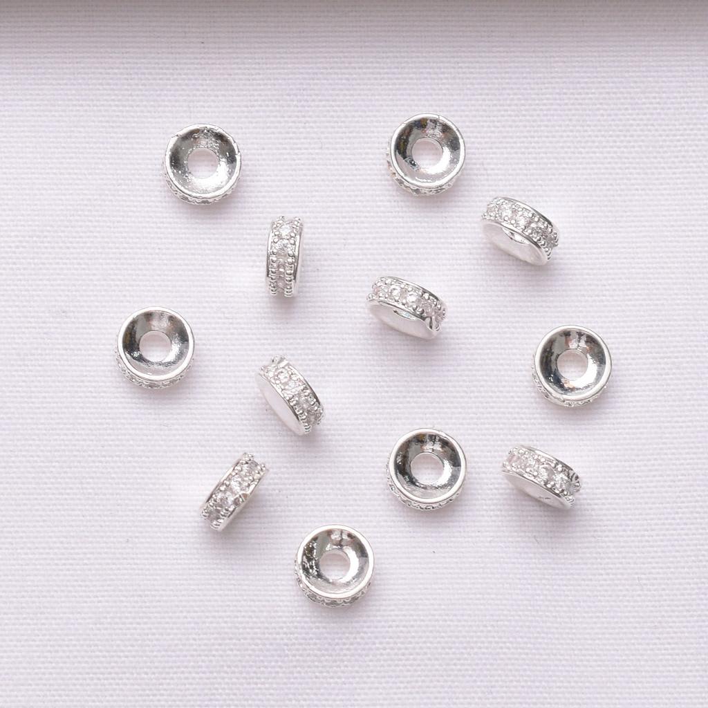 10pcs 18K Gold-Wrapped Color-Preserving Zircon Septum Bracelet Loose Beads Diy Handmade Beaded Bracelet Jewelry Accessories Beads