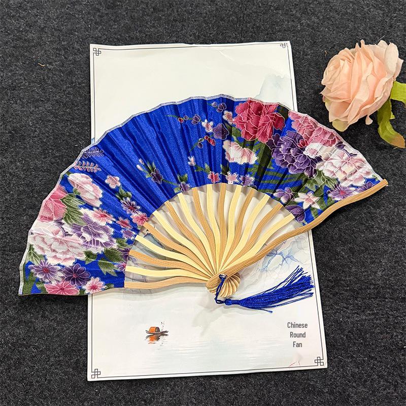 Goldener Faltfächer - Klassischer Chinesischer Stil für Tanzen, Tragbar und Elegant im Design
