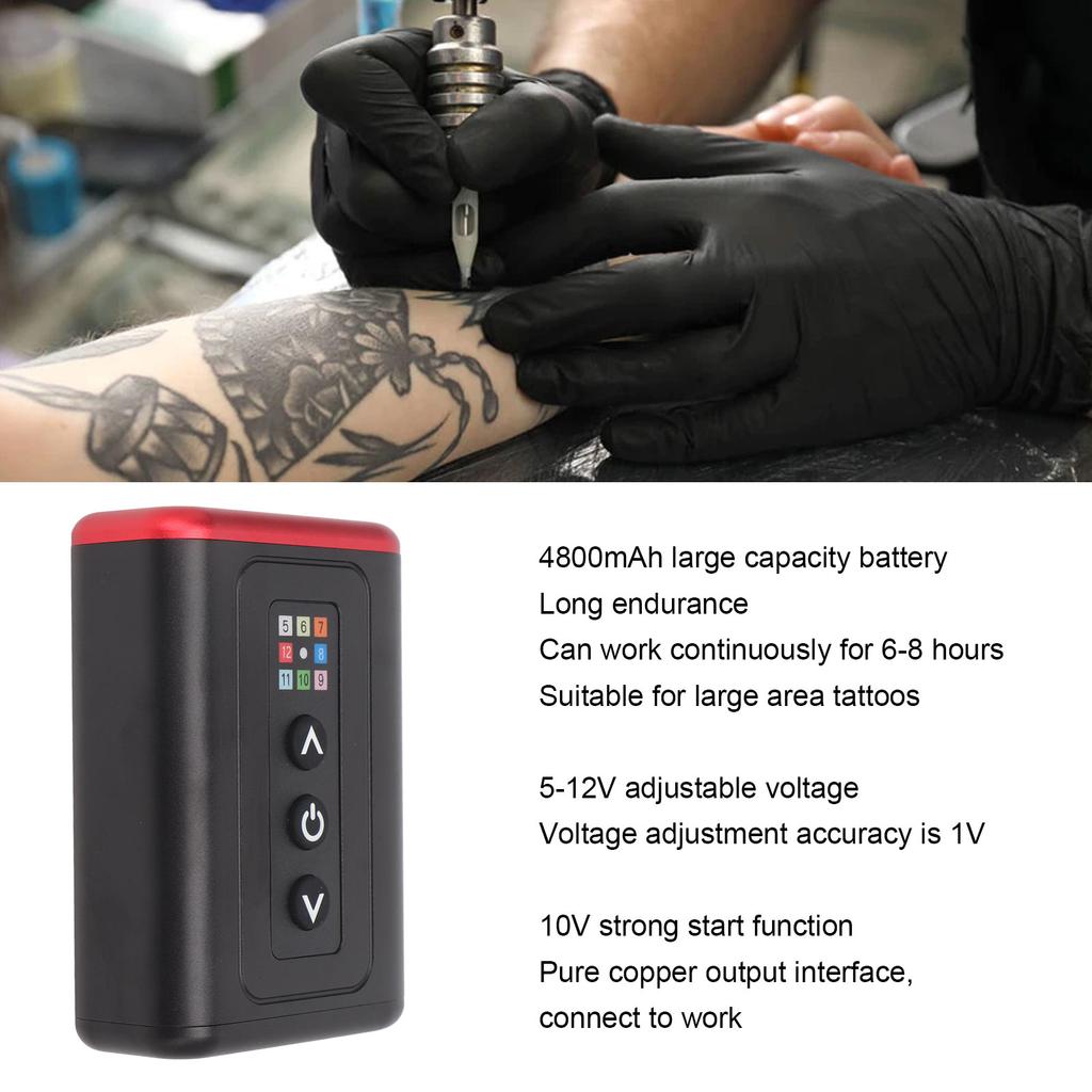 Red Wireless Tattoo Power Supply Rechargeable 4800mah Battery Tattoo Power Supply for Rotary Tattoo Machine