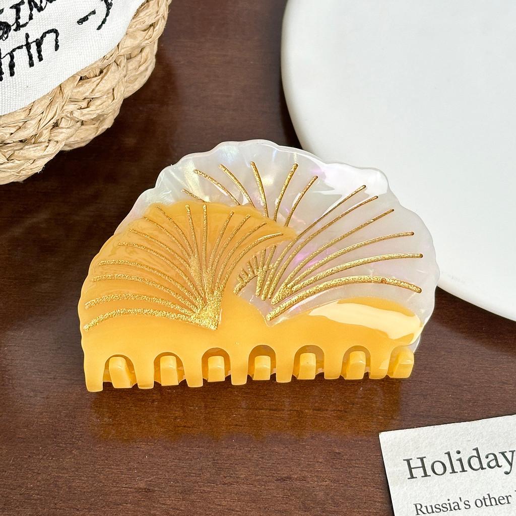 Stylish Acetate Maple Leaf Hair Clip Charming Mushroom Claw Clip Women For