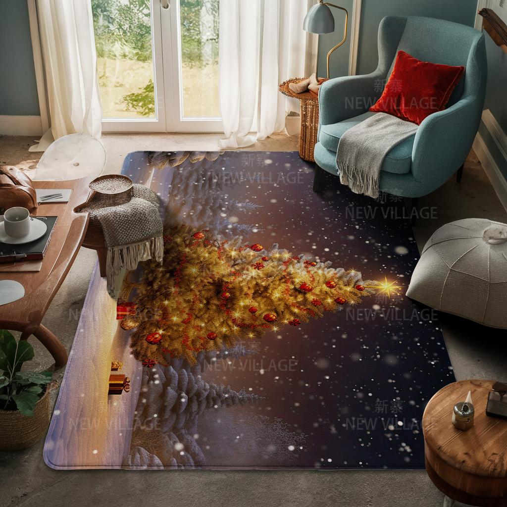 House Entrance Carpet Home Door Mat Living Room Bath Foot Bathroom Non-slip Water Absorption Rugs Bath Merry Christmas Winter