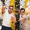 LOLStar New Years Eve Party Supplies 2026, 2 Pack Black Gold Silver Star Pattern New Years Decorations 3.3X6.6 Ft Foil Fringe Curta NYE Backdrop