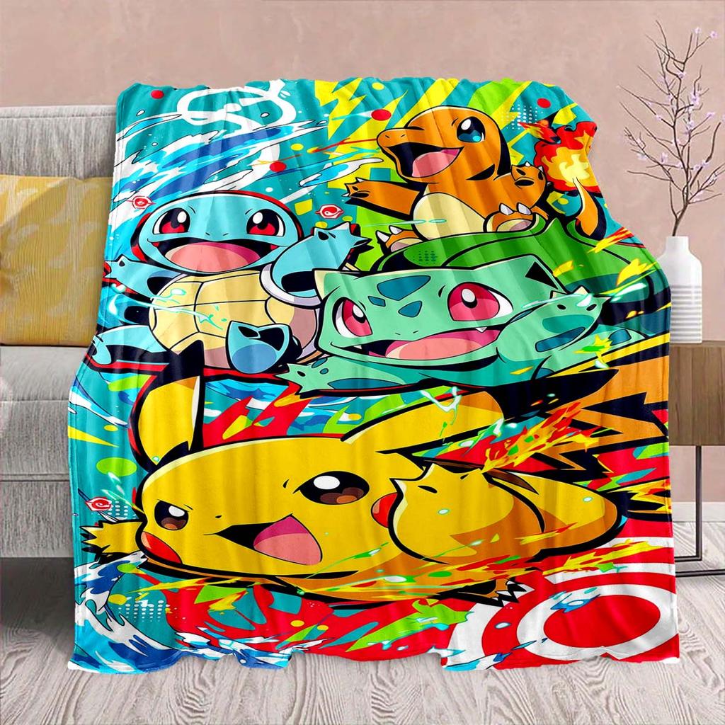 Pokémon Anime Flannel Blanket - Soft Warm Perfect for Sofa, Bedding Camping Travel Office Home Decor -QJY