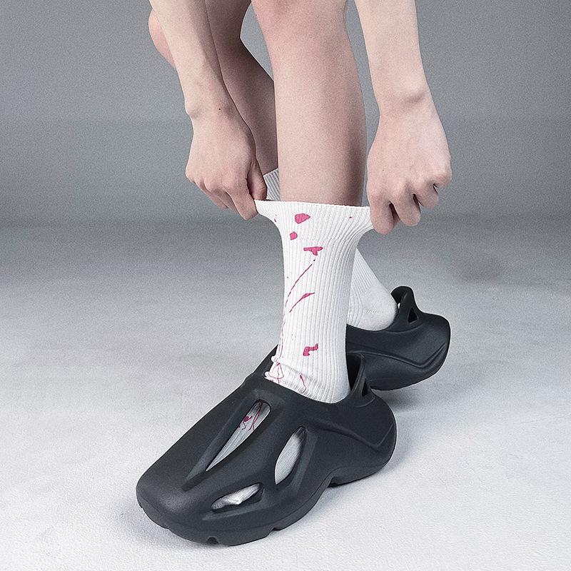 Ink-splashed Mid-calf Socks, Personalized Trendy Socks, Summer Double-needle Cotton Socks for Men and Women, Graffiti Sock Trend