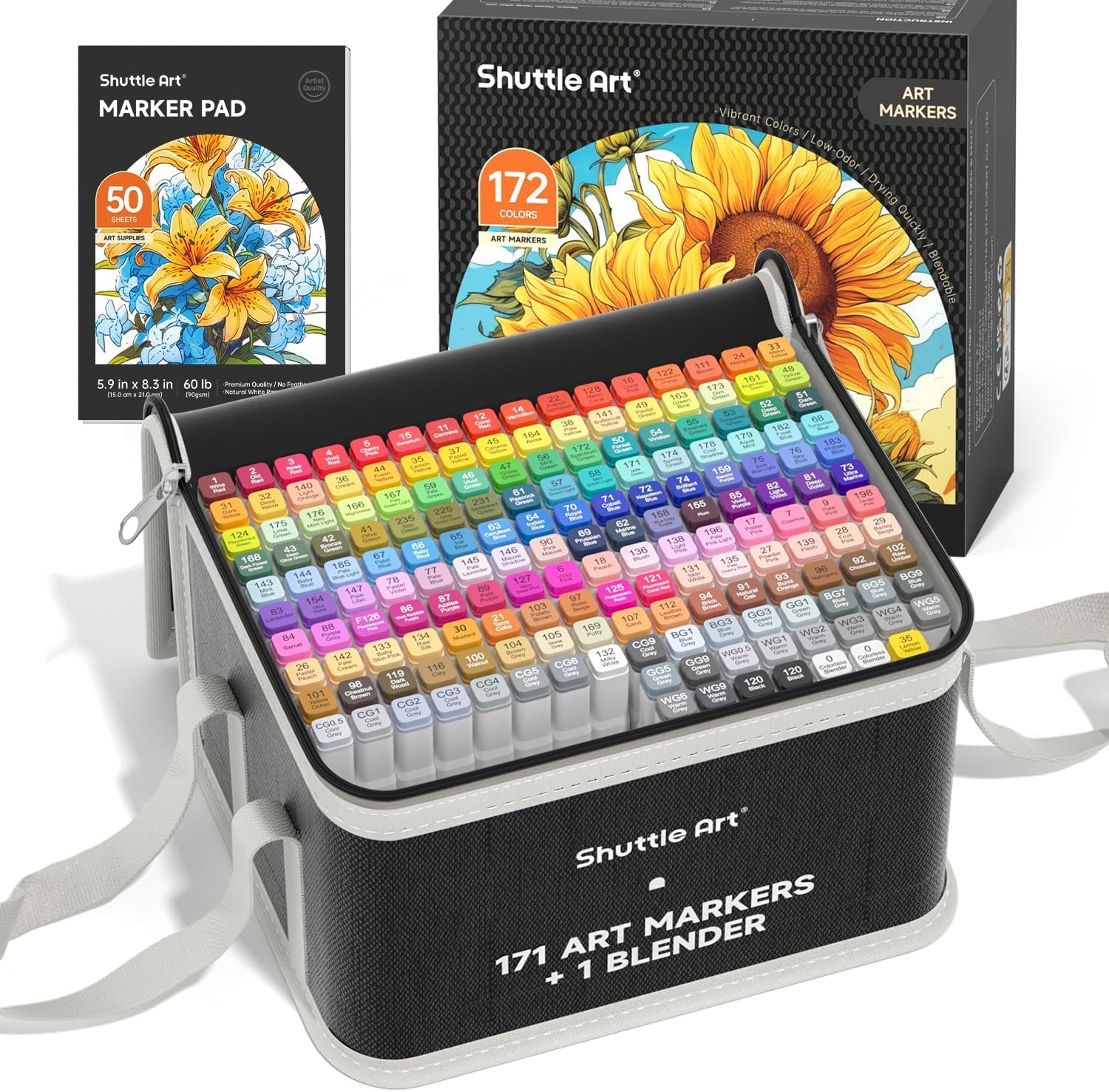 

Shuttle Art Illustration Marker with Blender Pens, 172-Piece Set, Oil-Based, Pen, Water-Resistant, Quick-Drying