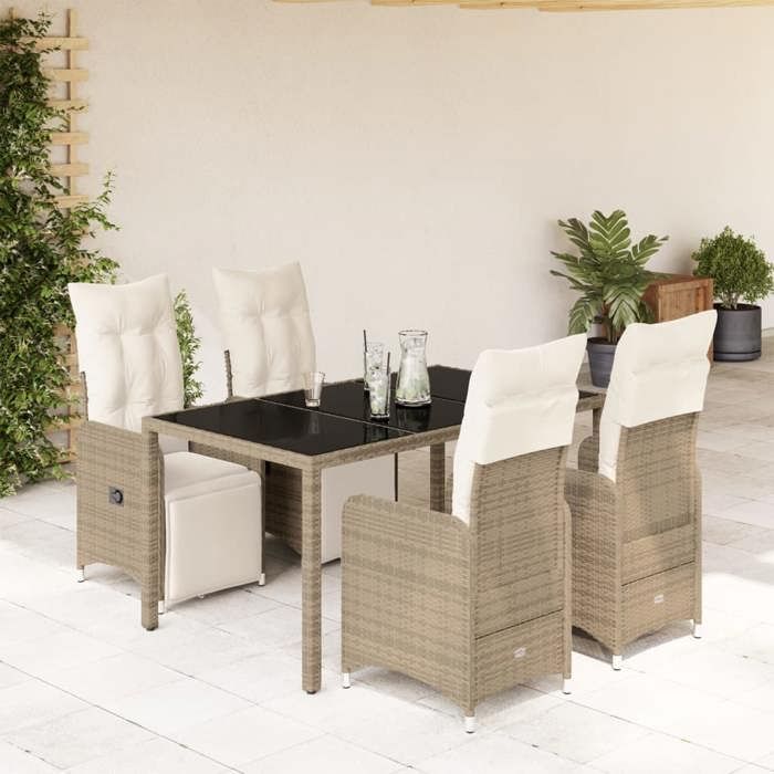 VidaXL Ensemble de bistro de jardin 5 pcs coussins marron poly rotin 3277211