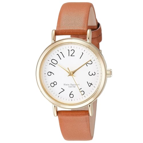 

Fieldwork Pluie Large Analog Watch with Waterproof Leather Strap, ST245Z-3, Women s, Brown
