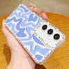 Diamond Frame Clear Case For Samsung S25 Edge S24 FE S23 Ultra S22 A16 A56 A36 A15 A55 Color Stripe Pattern Shockproof Soft Silicone Phone Cover