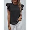 Women Short Sleeve Ruffled Round Neck Blouse