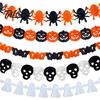 Holiday Atmosphere Decor 5 Pcs 10FT Halloween Banner, Spooky Spider Bat Skull Ghost Themed Party Decorations Pumpkin Hanging Bunting Garland