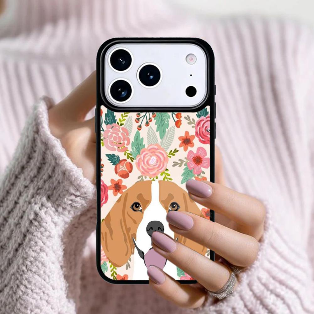 Beagle Floral Dog Phone Case For Apple iPhone 17 Air 16E 15 14 Plus 13 12 11 Pro Max Mini Funda Cover