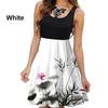 New Summer Women's Round Neck Dress Sleeveless Dress Floral Dress Show Figure Print Dress