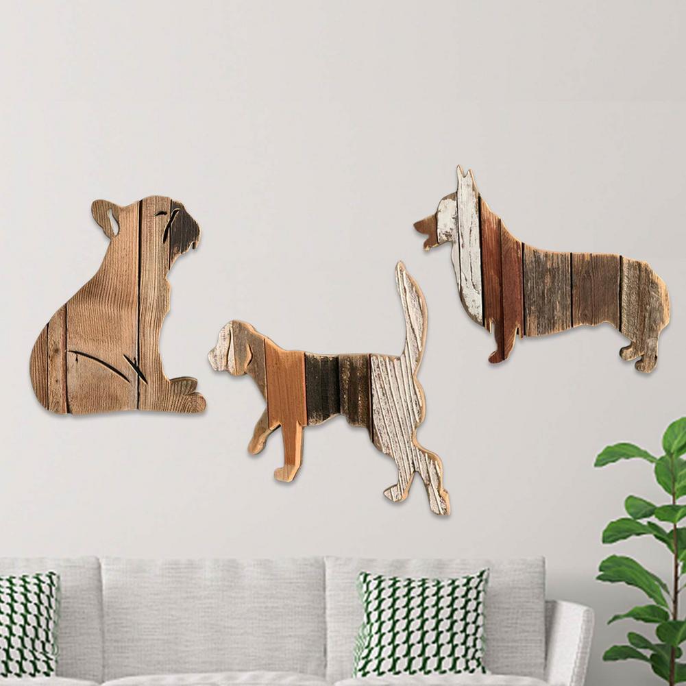 New Wood Carving French Bulldog Rustic Home Wall Hanging Decor Wooden Art Animal Dog Statue Wall Art Corgi Sculpture Ornament