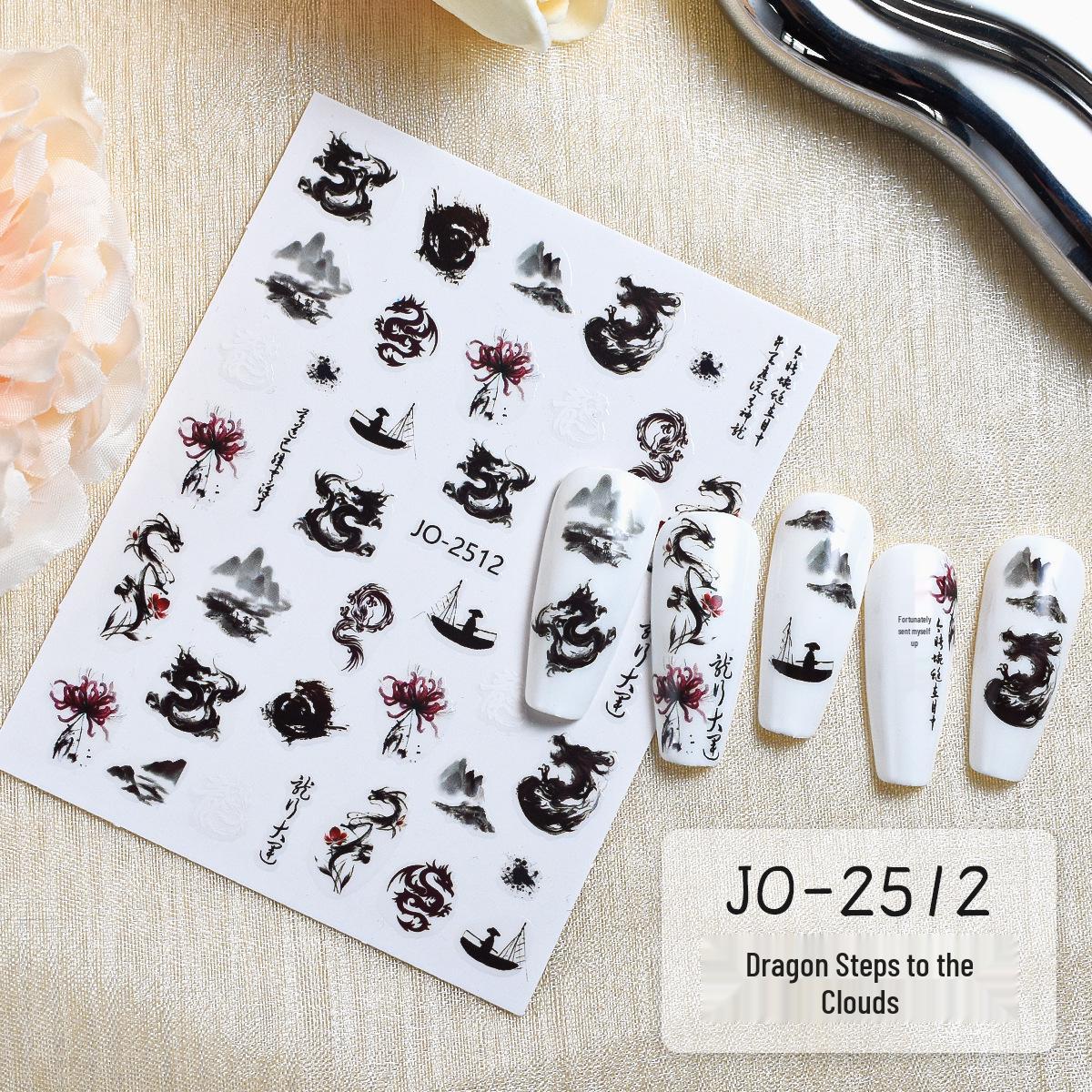 

2024 Наклейки для ногтей с драконами: Китайская каллиграфия и благоприятные облака