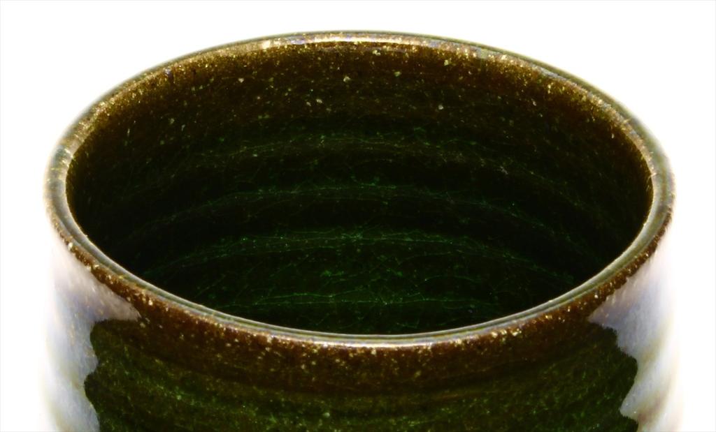 Mino Ware "Oono Shigeyasu" Rice Bowl and Teacup, Capacity Approximately 270ml, Solid Oribe Pattern, Green, Made In Japan, 134-0051