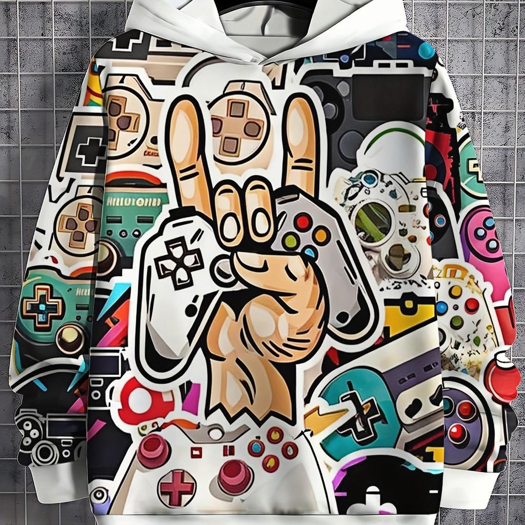 Cool game controller pattern 3D printed fashionable youth sports shirt for boys and teenagers