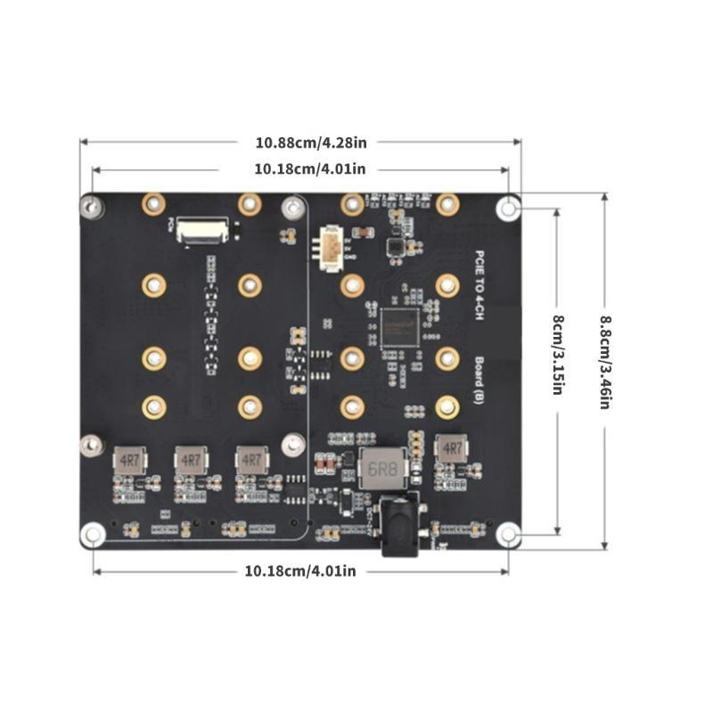PCIe To 4CH M.2 NVMe 4 Port SSD Board with LED Light M.2 Hard Drives Adapter Card for RPI 5 2280/2260/2242/2230