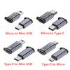 USB Type C na Mini USB MicroUSB Adaptér Micro USB na TypeC Mini USB Převodník Konektor Podpora Nabíjení Synchronizace Dat 480Mbps 18W