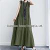 2024 Summer Literary Women's Cotton Linen Casual Round Neck Swing Dress