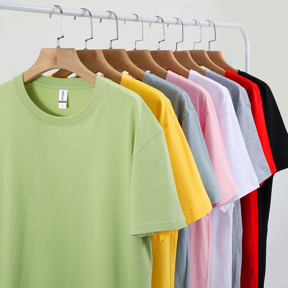 Round Neck Cotton Solid T-shirts Men Woman Short Sleeve Casual Soft Clothing Summer Tops