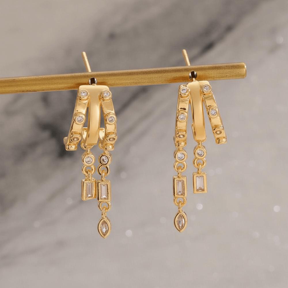 Micro-inlay Zircon Triple Stud Earrings Hypoallergenic Dangle Earrings  Jewelry Gift