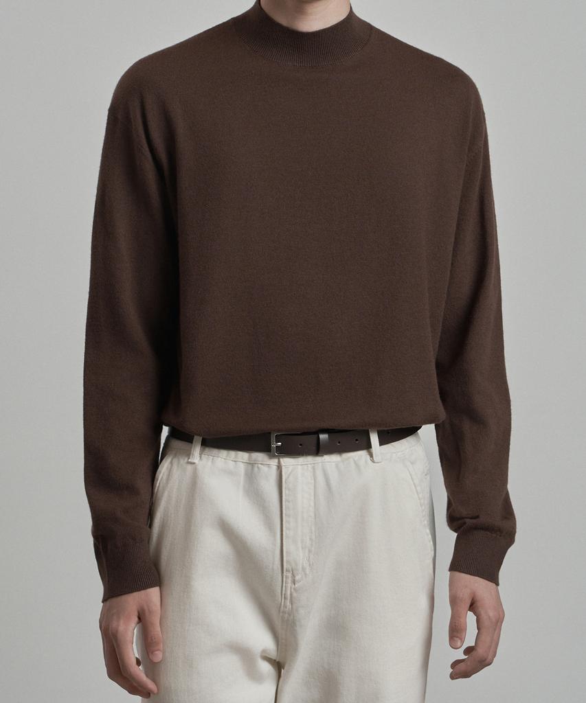 WORK ON BODY OFF Kor Semi-Overfit Mock Neck Knit [Brown]