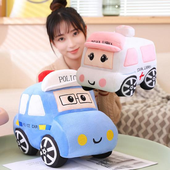 30cm Car Plush Toy Lovely Police-Car Taxi Ambulance Plushies Photo Props Ornament Soft Cartoon Stuffed Pillow Children's Room Home Decor Birthday Gift