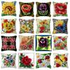 Natuurlandschap Latch Hook Kits Smyrna Kussensloop Knoop Kussen Pakket Bloemen Latch Hook Kit Set Voor Handwerken Borduurwerk Kussen
